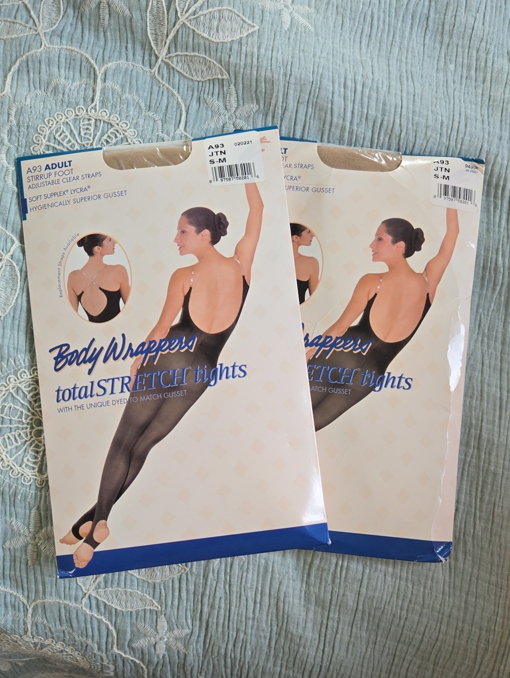 2 Body Wrappers TotalStretch Jazzy Tan Small/ Medium Body Tights Stirrup Foot